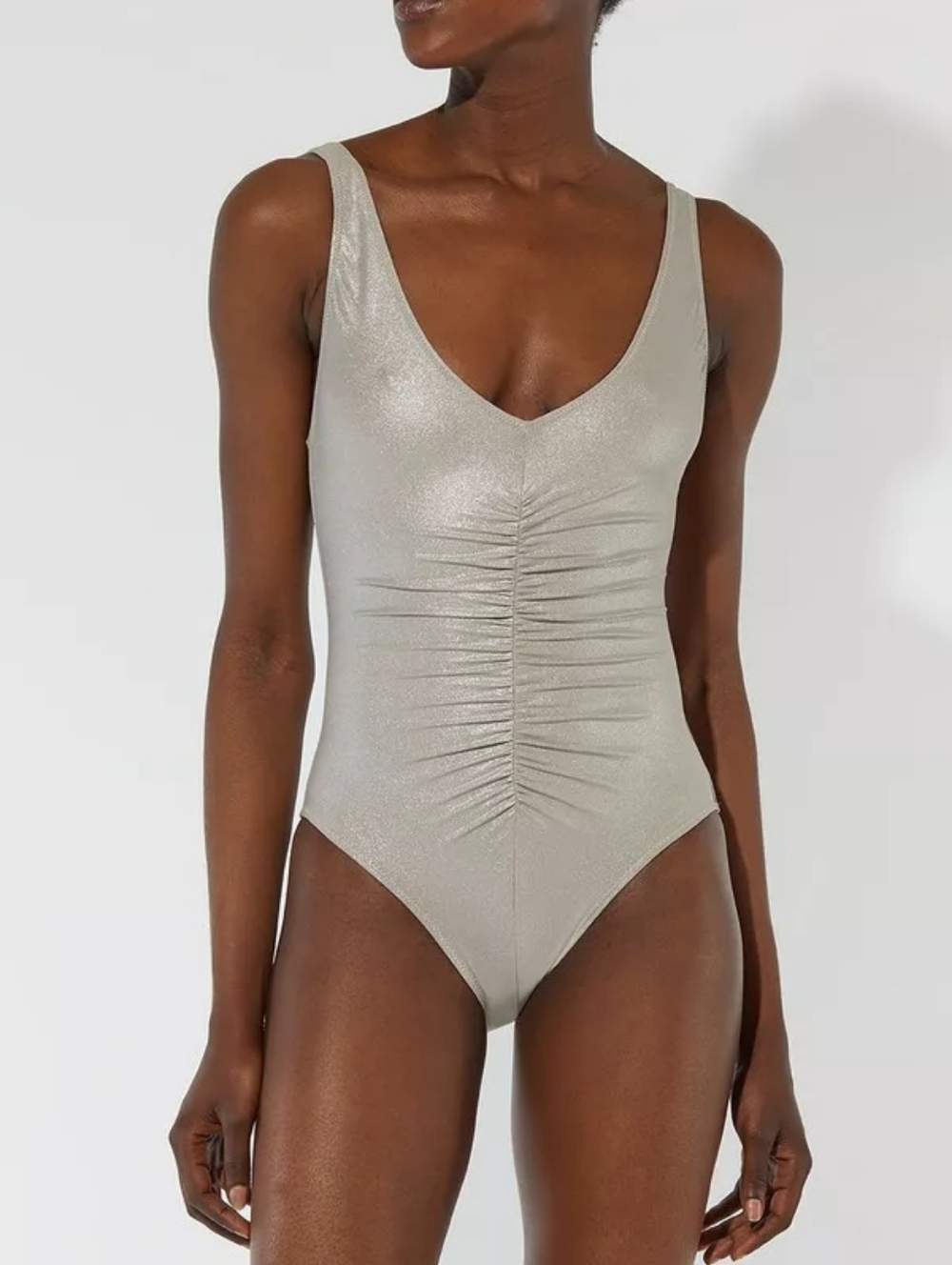 Solid & Striped Womens Lucia One Piece Swimsuit Lush Metallic Chrome Size Large